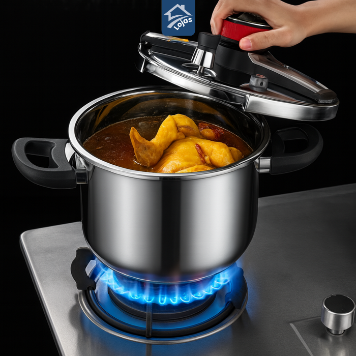 Panela de Pressão TurboChef Aço Inoxidável - Á Prova de Explosões + Brinde: Kit Utensílios