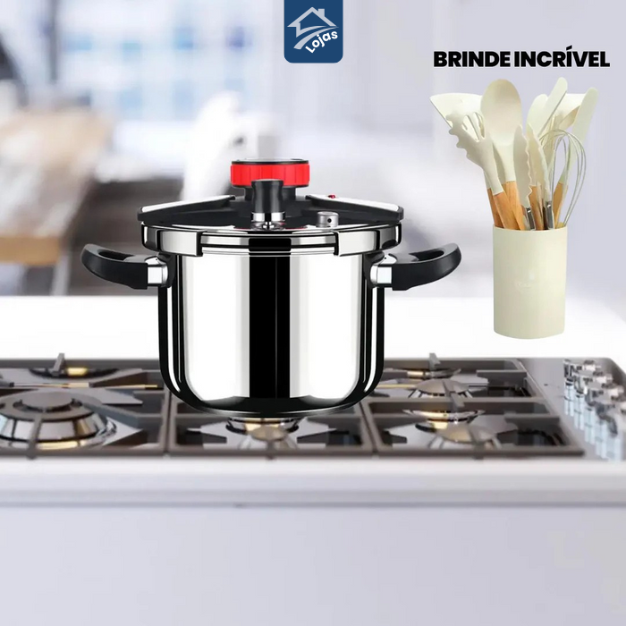 Panela de Pressão TurboChef Aço Inoxidável - Á Prova de Explosões + Brinde: Kit Utensílios